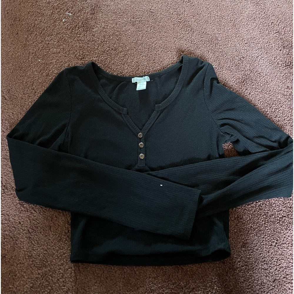 Black long sleeve Crop-Top